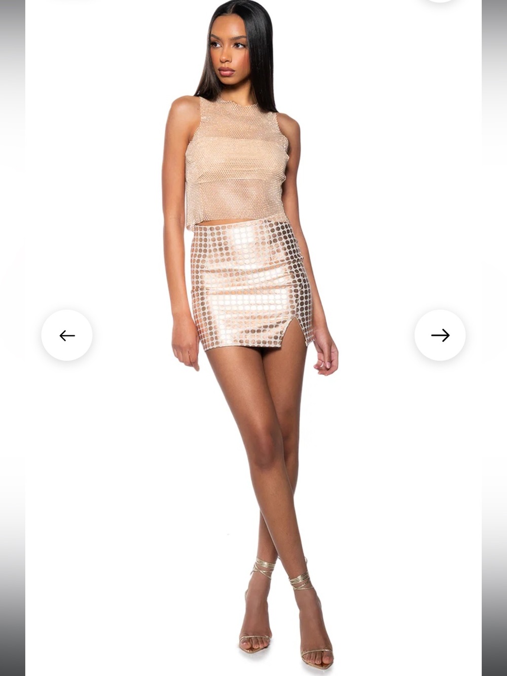 ZELDA RHINESTONE MESH SLEEVELESS TOP - Picture 3 of 3